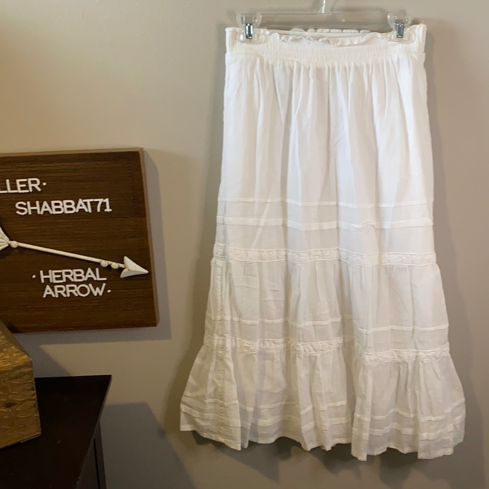 Cherokee White Lined Tired Ruffle Pull-on Skirt XL